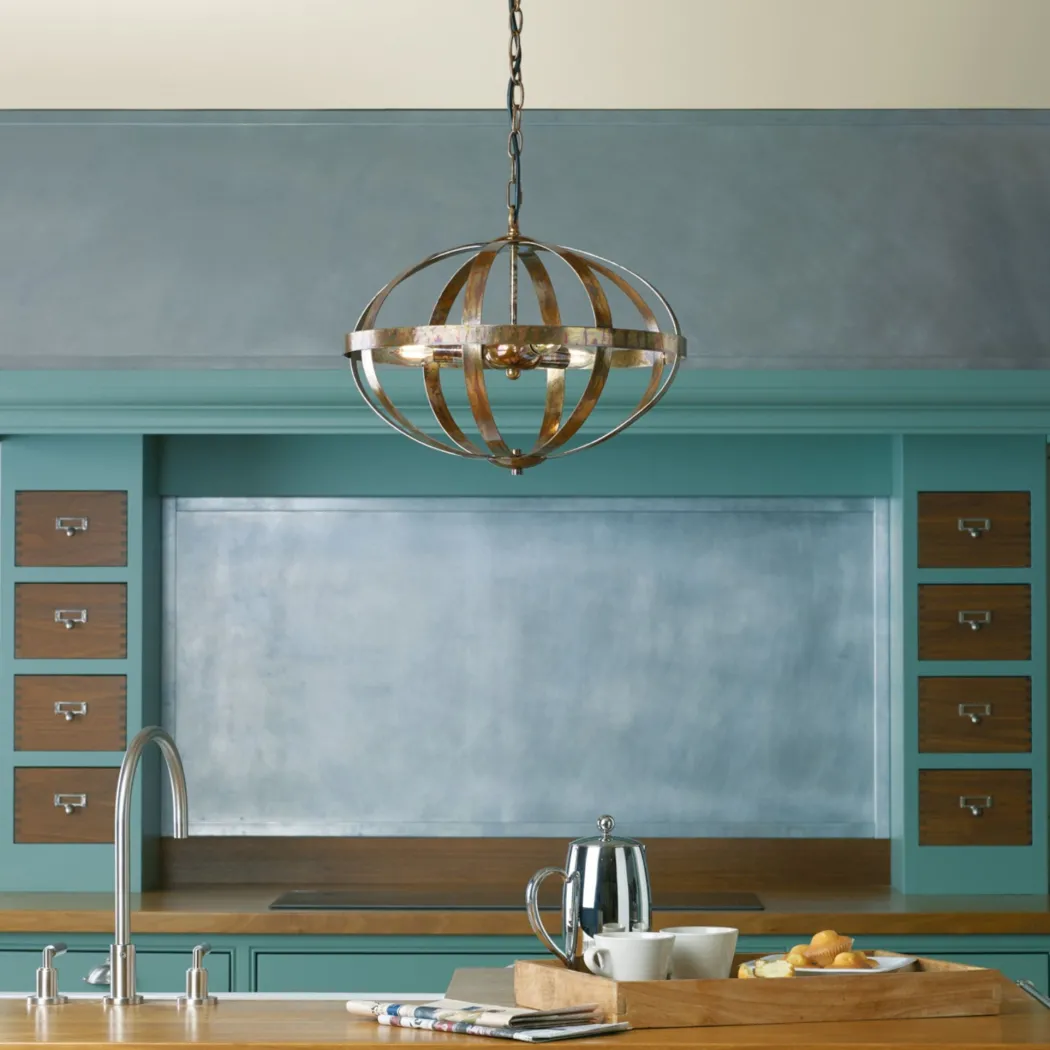 Inga 3 Light Petrol Copper Pendant Ceiling Light