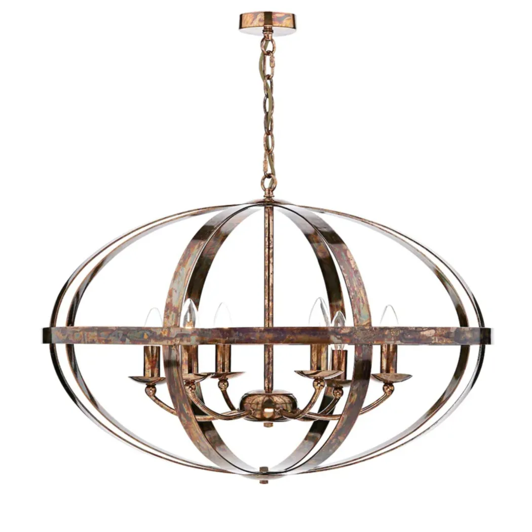 Inga 6 Light Petrol Copper Pendant Ceiling Light