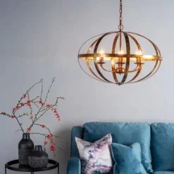 Inga 6 Light Petrol Copper Pendant Ceiling Light