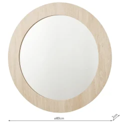 Ioana Round Travertine 80Cm Mirror