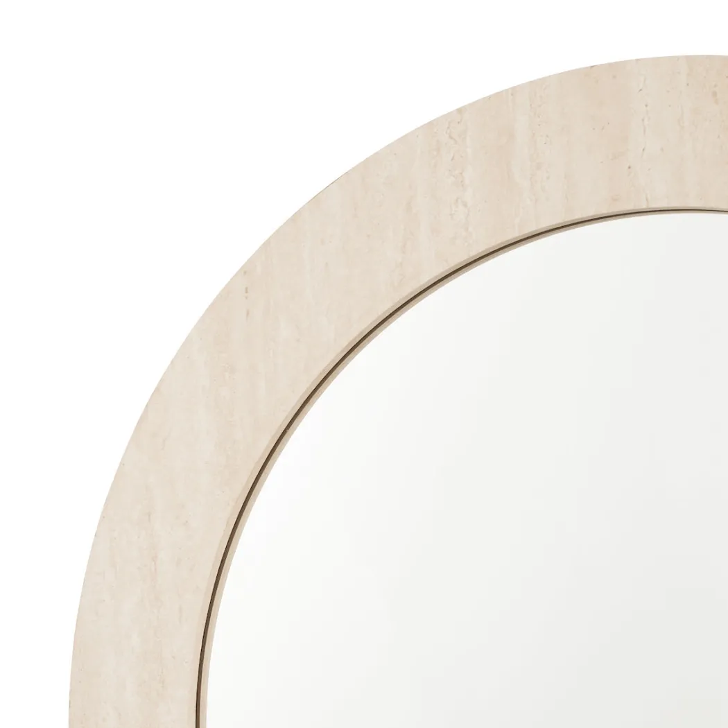 Ioana Round Travertine 80Cm Mirror