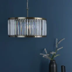 Isadora 5-Light Antique Brass and Glass Pendant