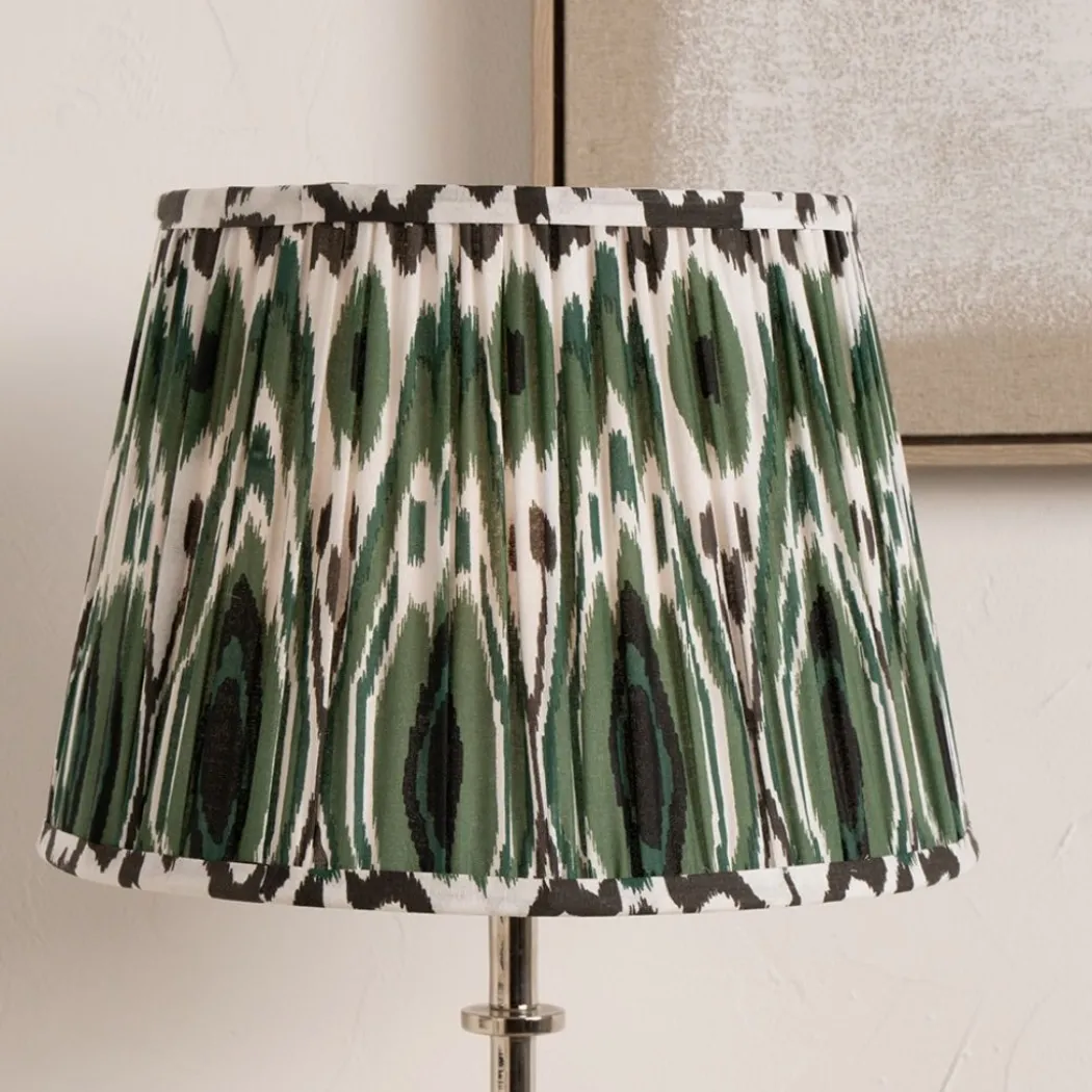 Izara 40cm Green Ikat Pleated Tapered Shade