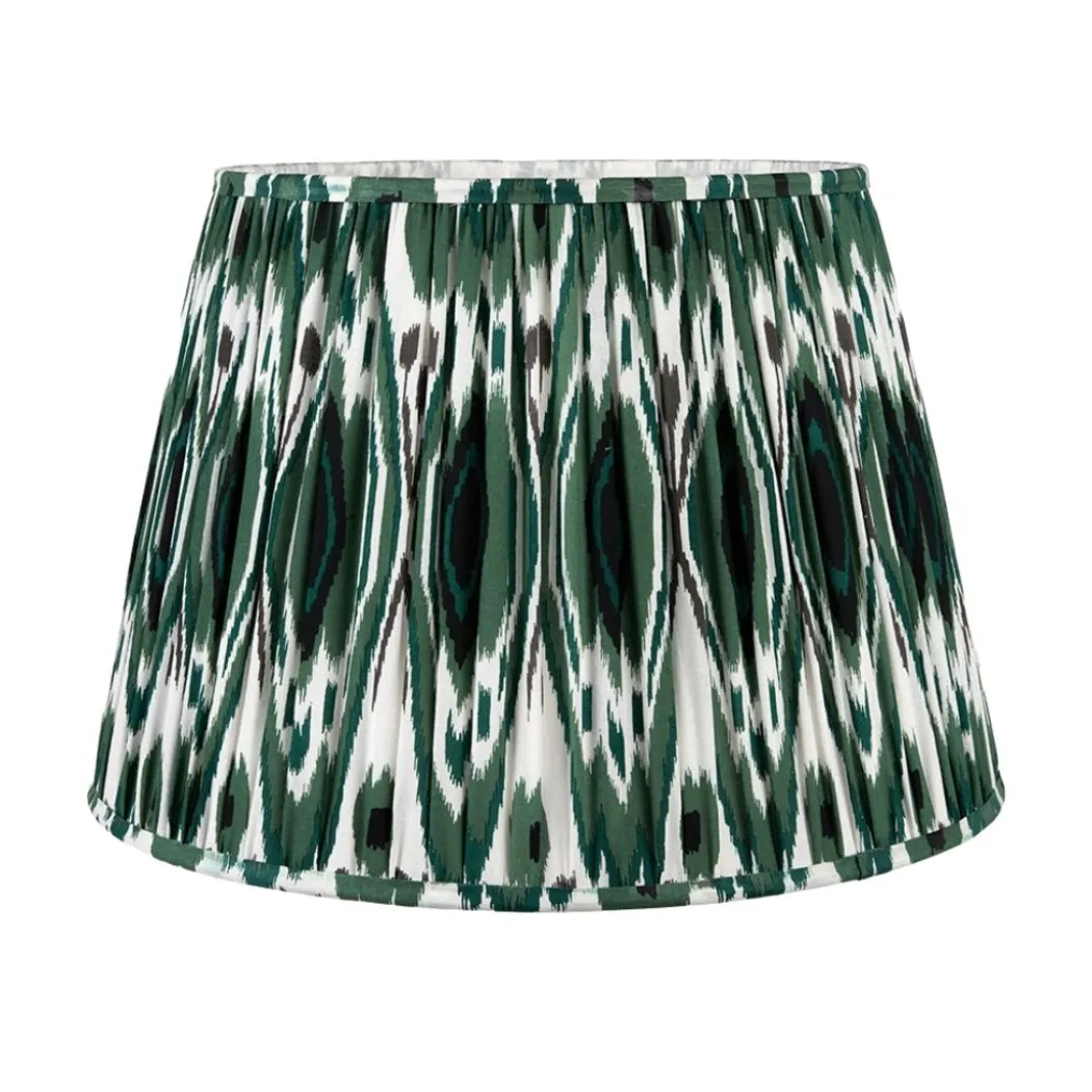 Izara 40cm Green Ikat Pleated Tapered Shade