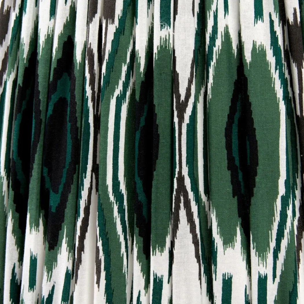 Izara 40cm Green Ikat Pleated Tapered Shade