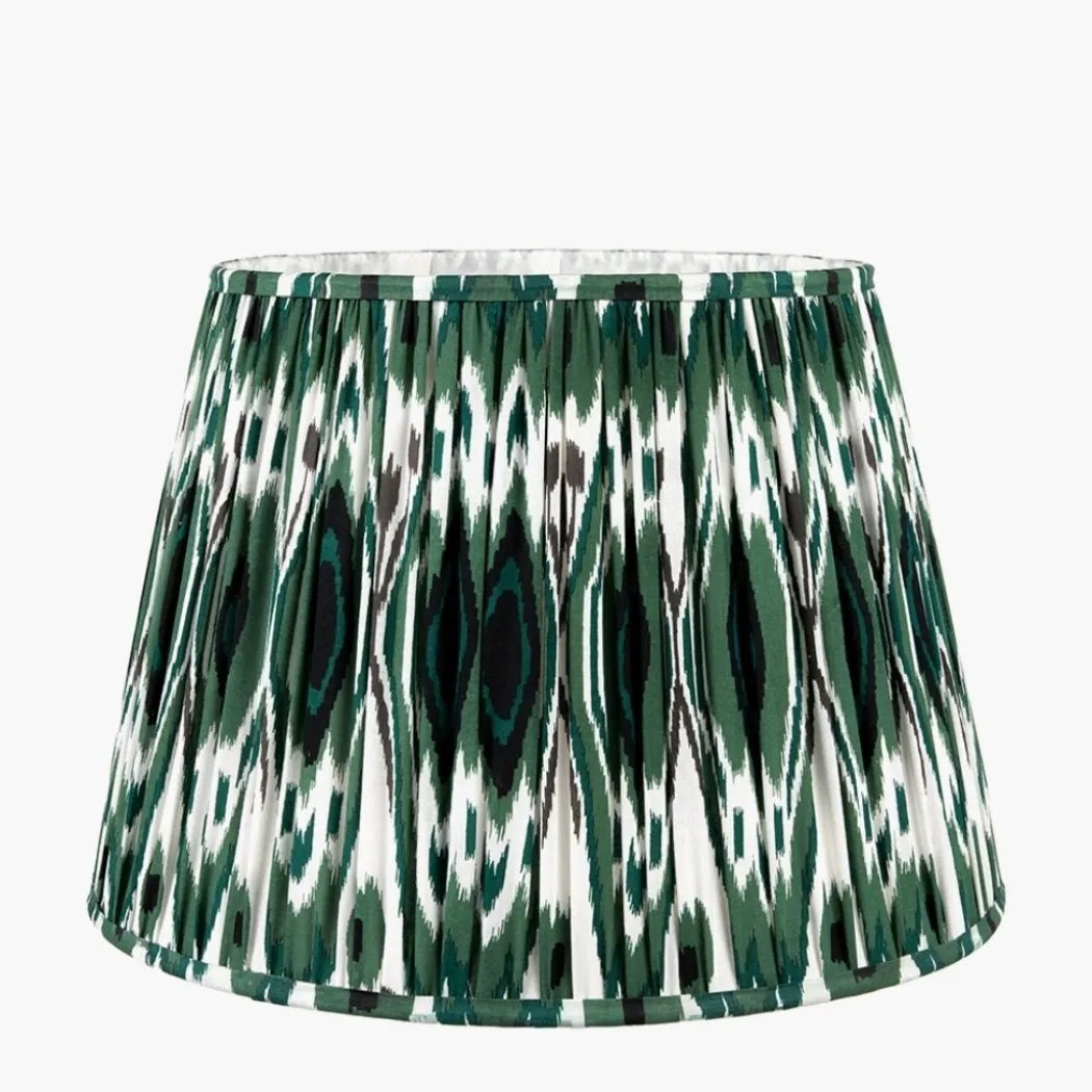 Izara 40cm Green Ikat Pleated Tapered Shade