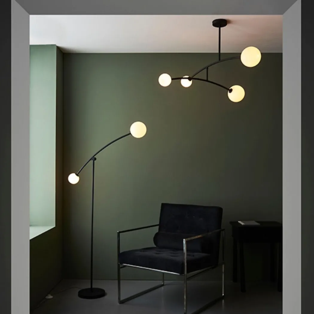 Izaro 2 Light Black and Opal Floor Lamp