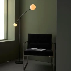 Izaro 2 Light Black and Opal Floor Lamp