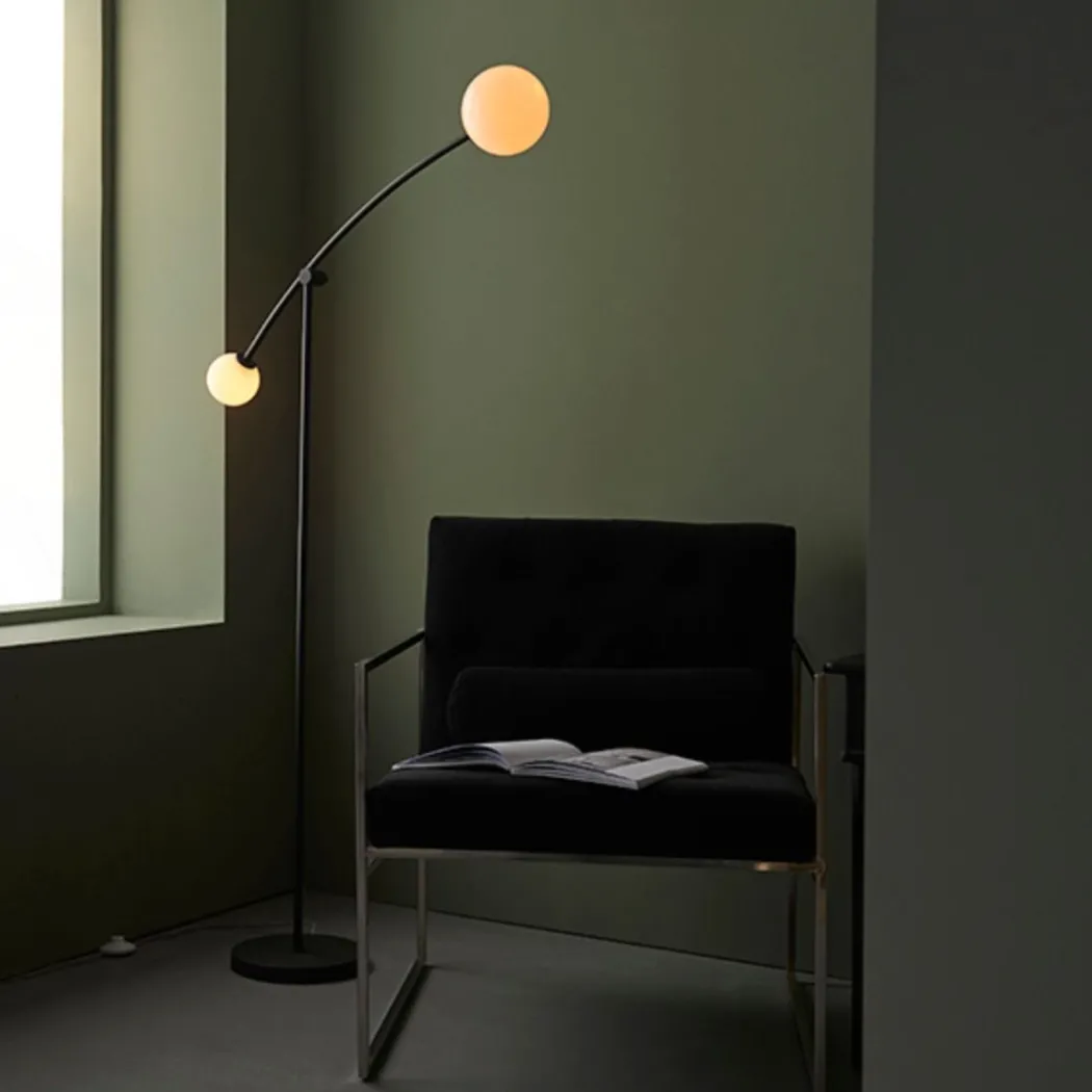 Izaro 2 Light Black and Opal Floor Lamp