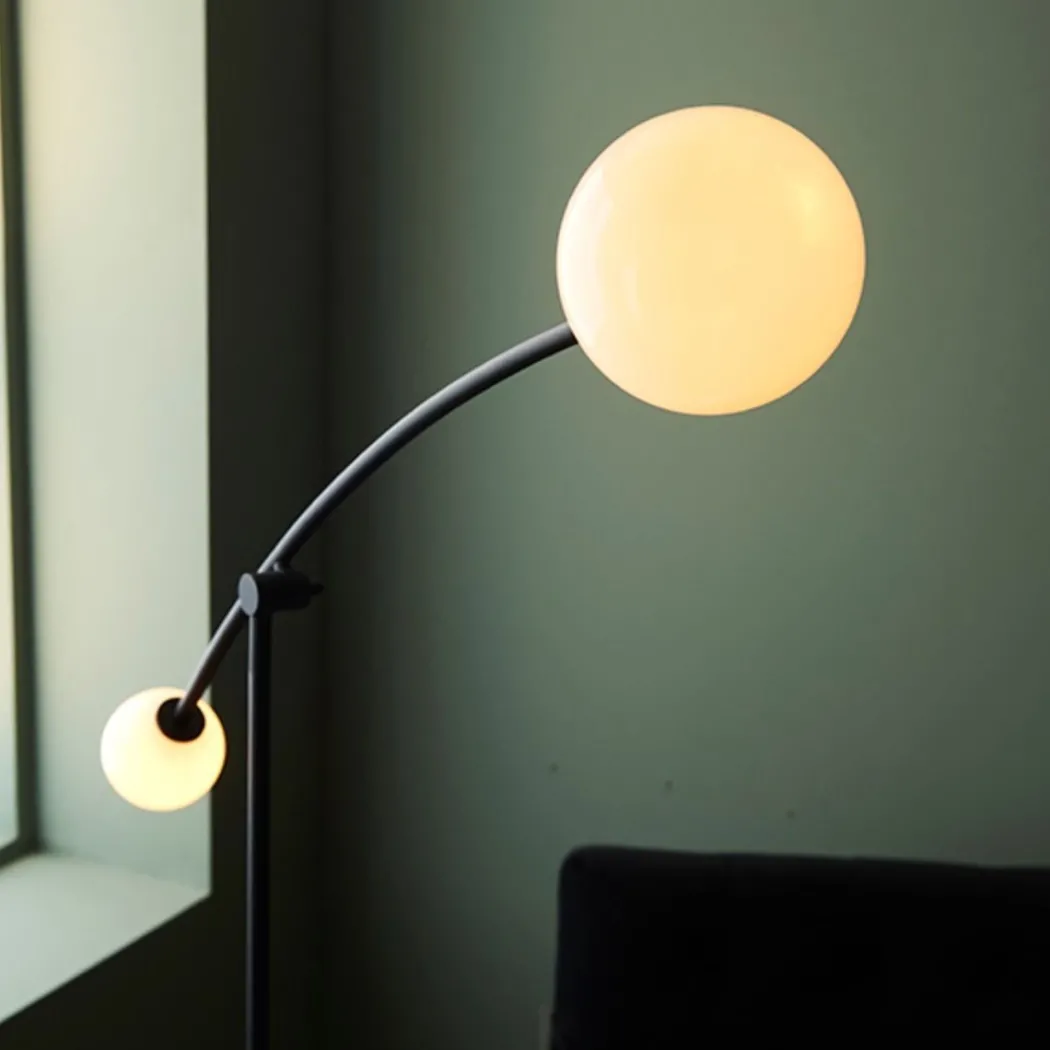 Izaro 2 Light Black and Opal Floor Lamp