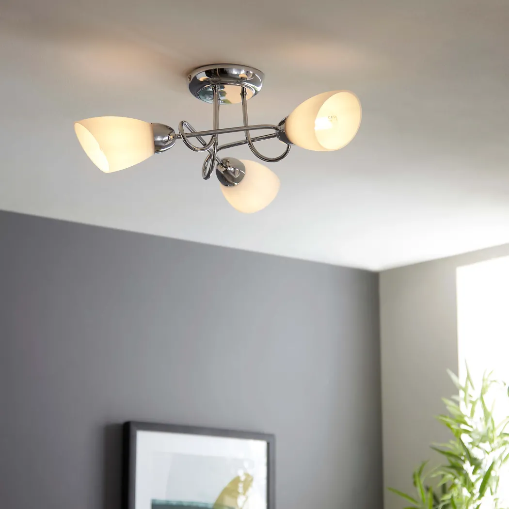 Jaco 3 Light Polished Chrome Semi Flush Ceiling Light