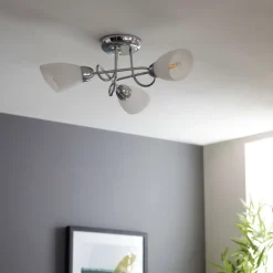 Jaco 3 Light Polished Chrome Semi Flush Ceiling Light