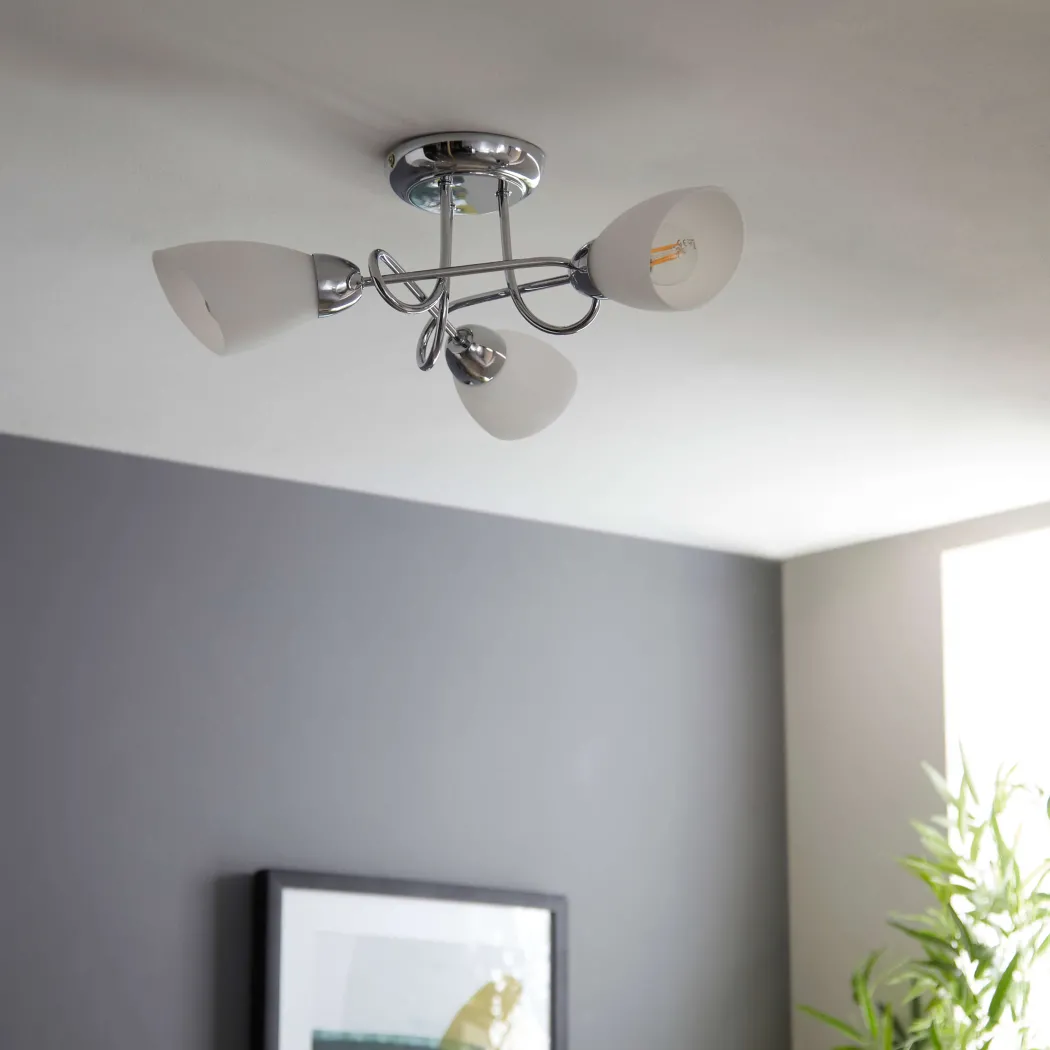 Jaco 3 Light Polished Chrome Semi Flush Ceiling Light