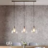 Jacob 3 Light Nickel and Glass Ceiling Pendant Bar
