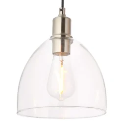 Jacob 3 Light Nickel and Glass Ceiling Pendant Bar