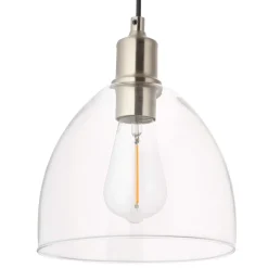 Jacob 3 Light Nickel and Glass Ceiling Pendant Bar