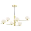 Jasper 6 Light Satin Gold Ceiling Pendant with Opal Glass Shades