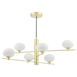 Jasper 6 Light Satin Gold Ceiling Pendant with Opal Glass Shades