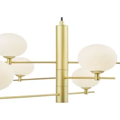 Jasper 6 Light Satin Gold Ceiling Pendant with Opal Glass Shades