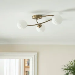 Jaymie 3-Light Antique Brass Semi-Flush Ceiling Light