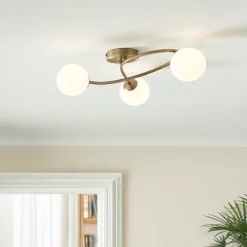 Jaymie 3-Light Antique Brass Semi-Flush Ceiling Light