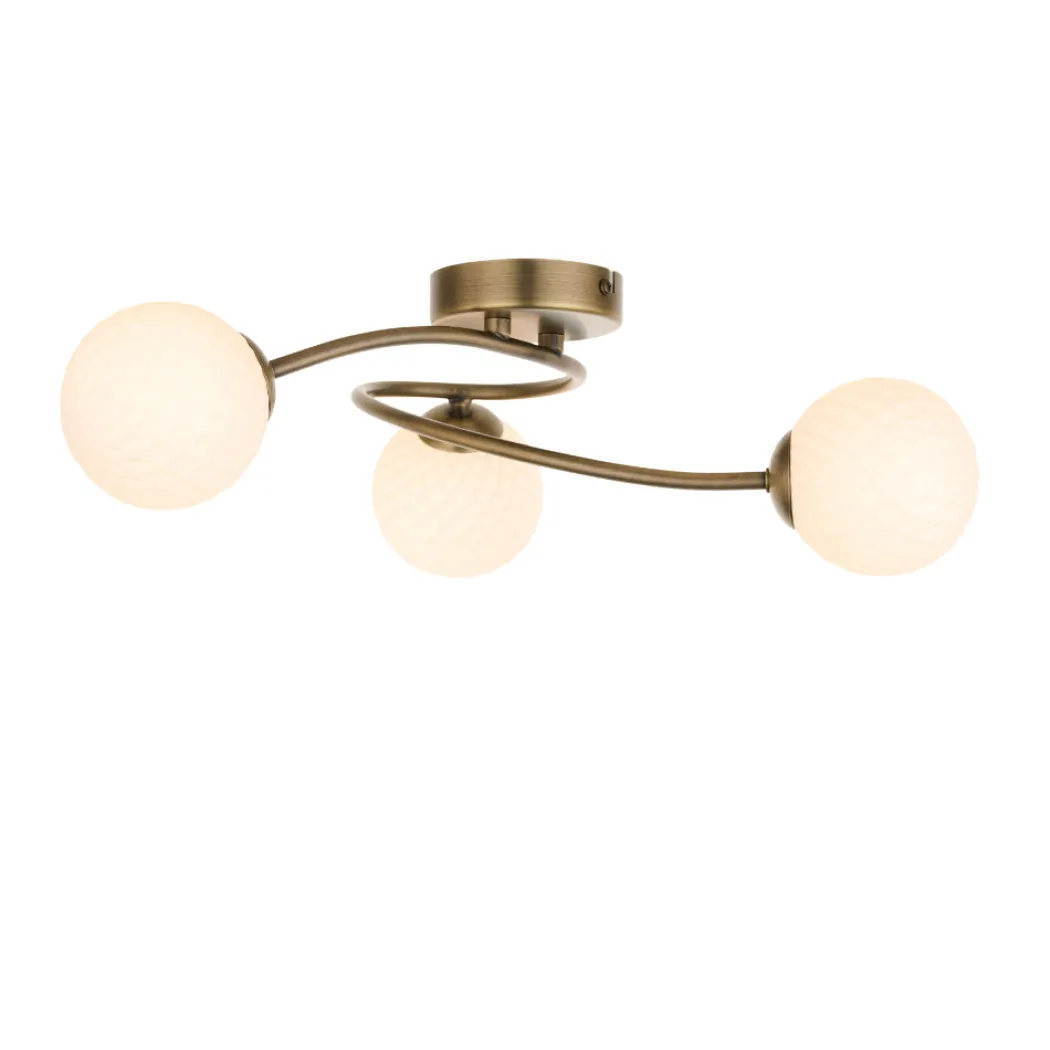 Jaymie 3-Light Antique Brass Semi-Flush Ceiling Light