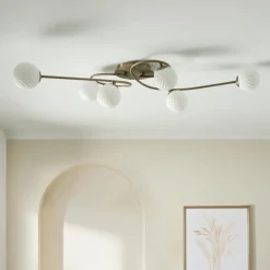 Jaymie 6-Light Antique Brass Semi-Flush Ceiling Light