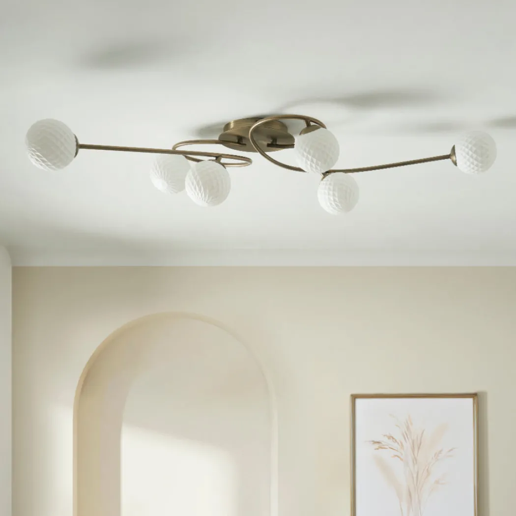 Jaymie 6-Light Antique Brass Semi-Flush Ceiling Light