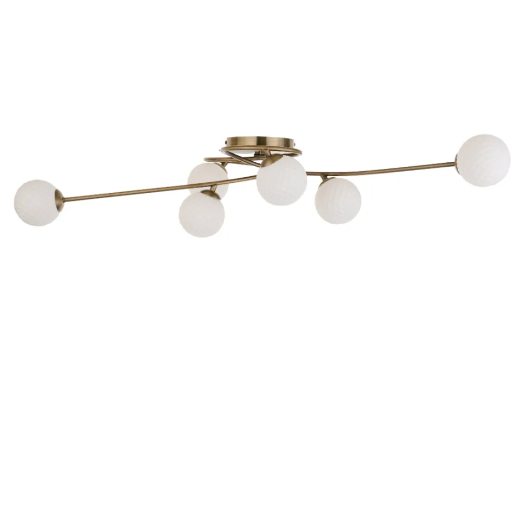 Jaymie 6-Light Antique Brass Semi-Flush Ceiling Light