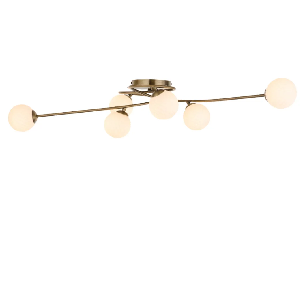 Jaymie 6-Light Antique Brass Semi-Flush Ceiling Light