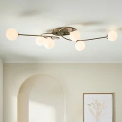 Jaymie 6-Light Antique Brass Semi-Flush Ceiling Light