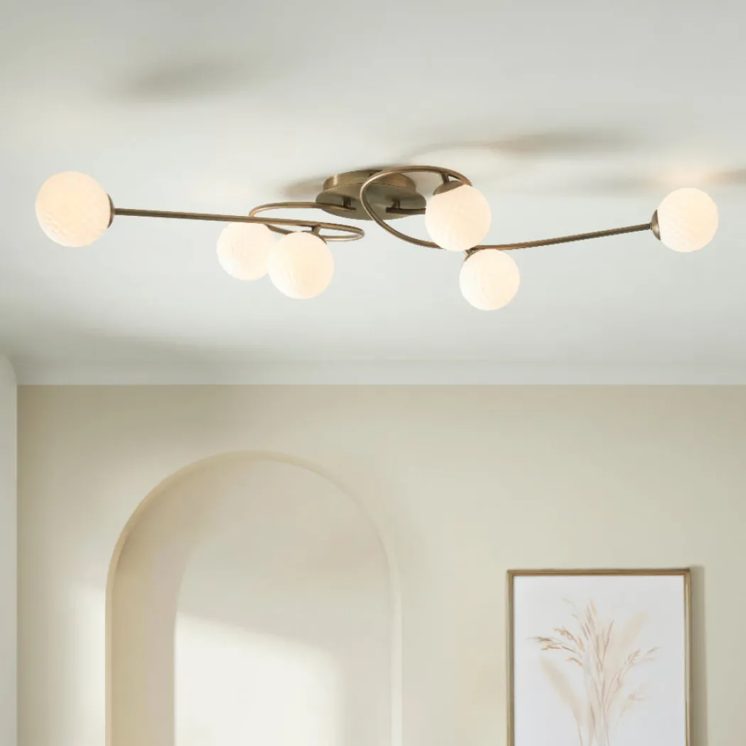 Jaymie 6-Light Antique Brass Semi-Flush Ceiling Light