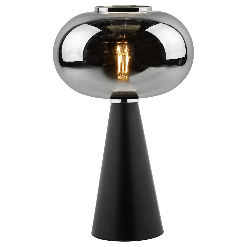 Jensen Black & Smoked Glass Table Lamp