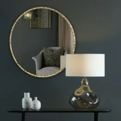 Jinelle 80cm Textured Gold-Framed Mirror