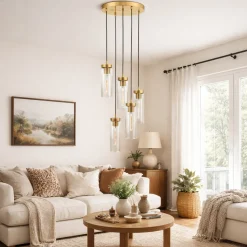 Jodelle 5 Light Polished Bronze Cluster Ceiling Pendant
