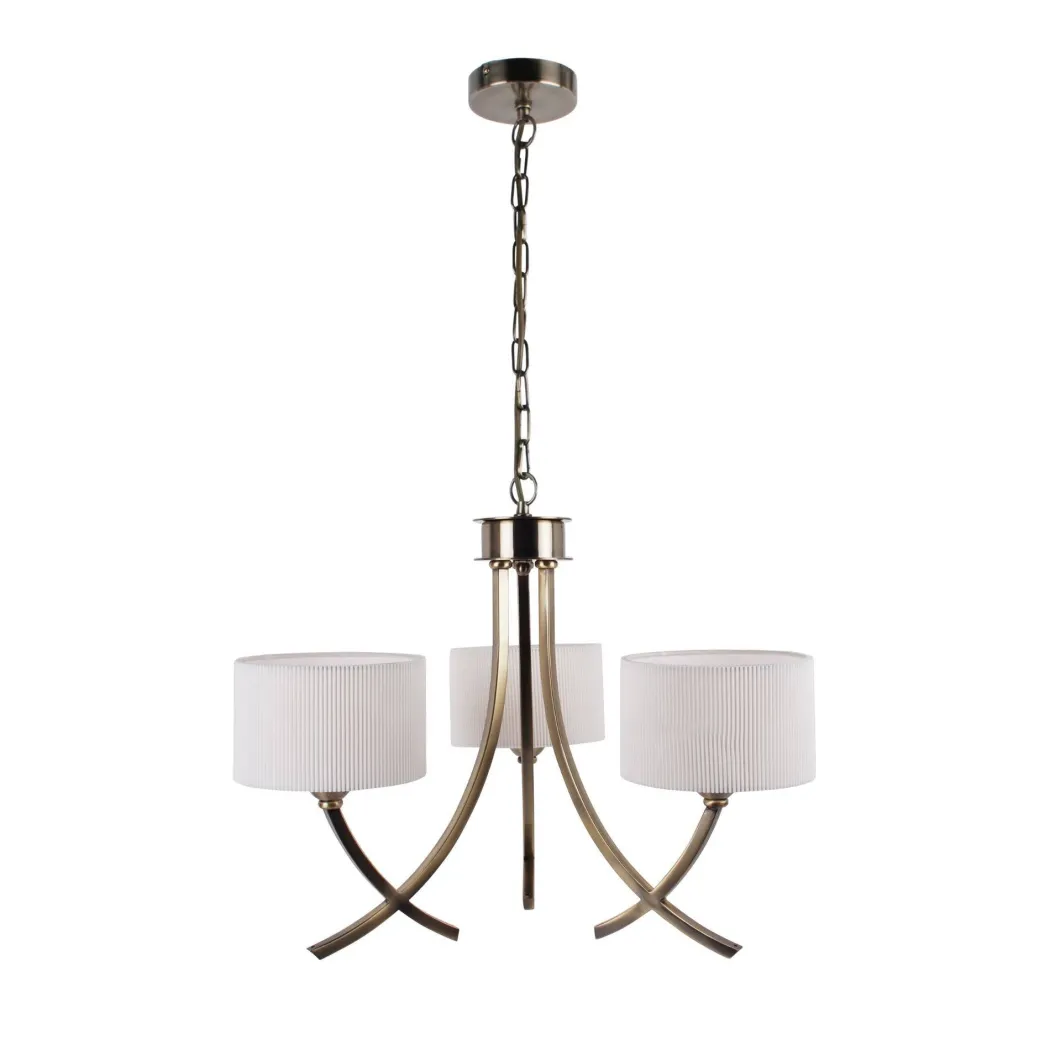 Justina 3 Light Antique Brass Pendant Chandelier Ceiling Light