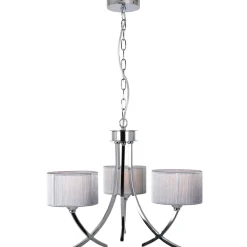 Justina 3 Light Polished Chrome Chandelier with Silver String Shade