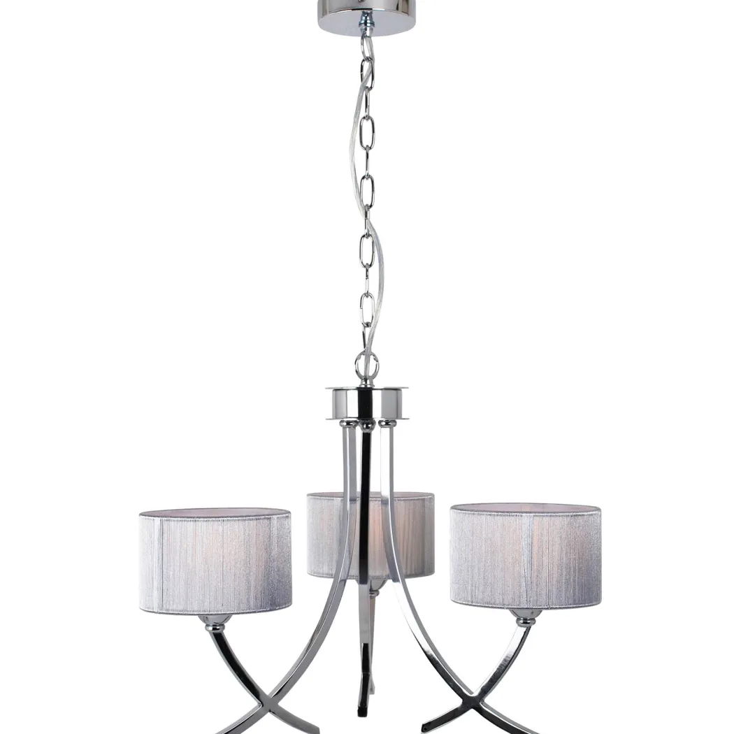 Justina 3 Light Polished Chrome Chandelier with Silver String Shade