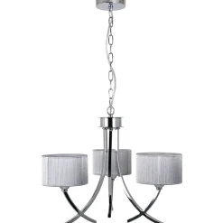 Justina 3 Light Polished Chrome Chandelier with Silver String Shade