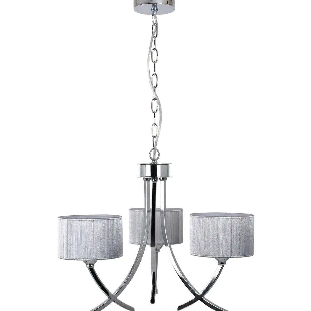Justina 3 Light Polished Chrome Chandelier with Silver String Shade