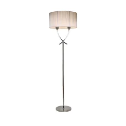 Justina 2 Light Polished Chrome Floor Lamp with Silver Thread Shade
