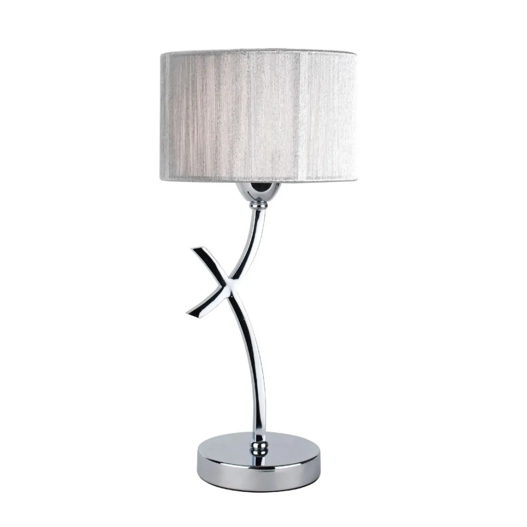 Justina 43cm Polished Chrome Table Lamp with Silver String Shade