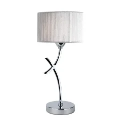 Justina 43cm Polished Chrome Table Lamp with Silver String Shade