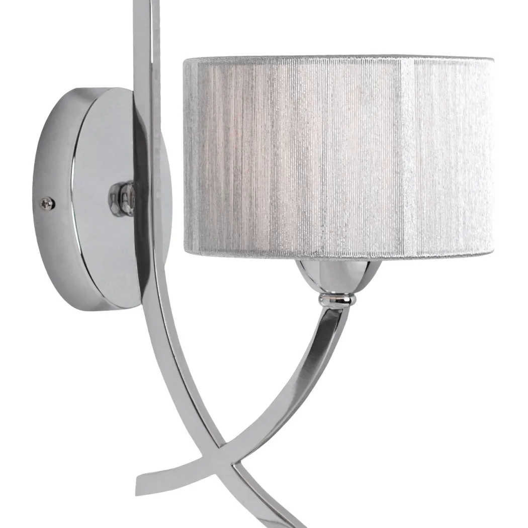 Justina Polished Chrome Wall Light with Silver String Shade