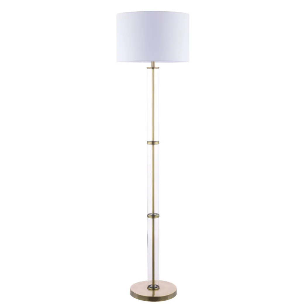 Kaelin Antique Brass and Glass Floor Lamp