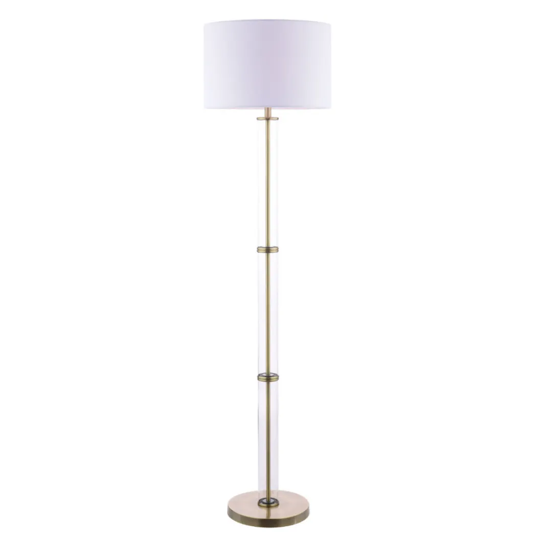 Kaelin Antique Brass and Glass Floor Lamp