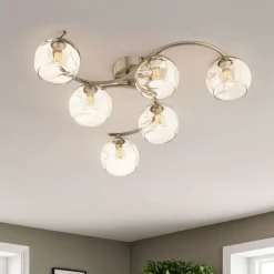 Kaitlin 6-Light Antique Brass Semi-Flush Ceiling Light