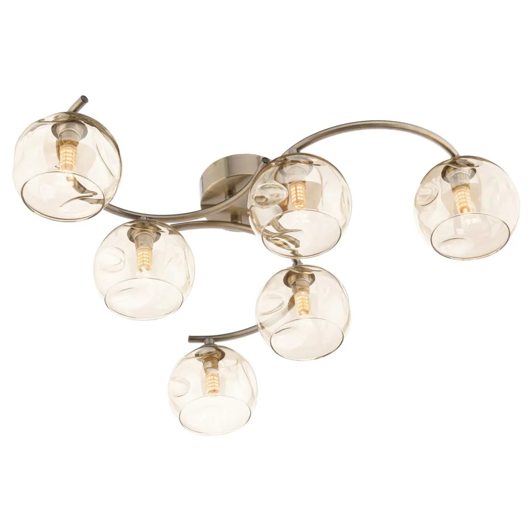 Kaitlin 6-Light Antique Brass Semi-Flush Ceiling Light