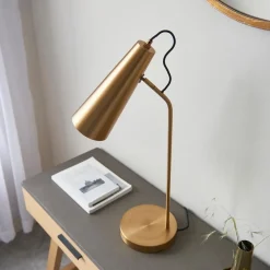 Karna Antique Brass Desk Table Lamp