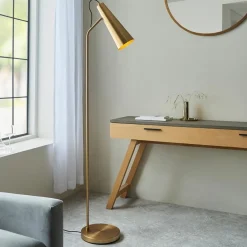 Karna Antique Brass Task Floor Lamp